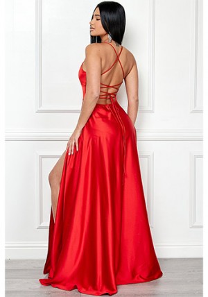 PRE-ORDER: Catalina Satin Dress in Red