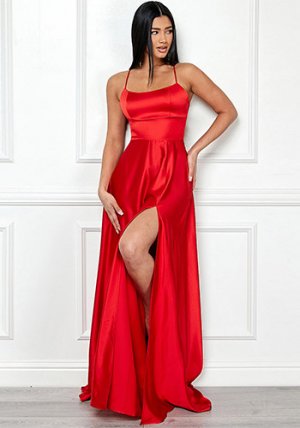 Catalina Satin Dress in Red