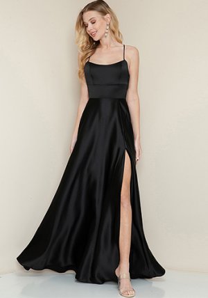 Catalina Satin Dress in Black