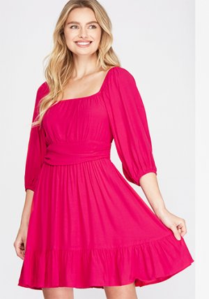 Romantic Era Dress in Berry Pink