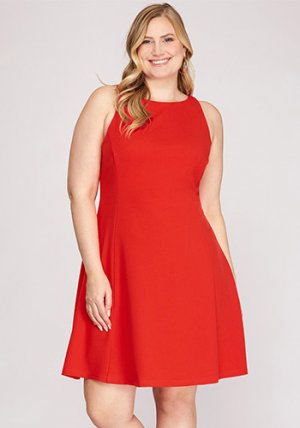 Simple Plan Dress in Red - PLUS