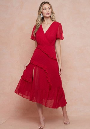 Janelle Dress in Berry Red