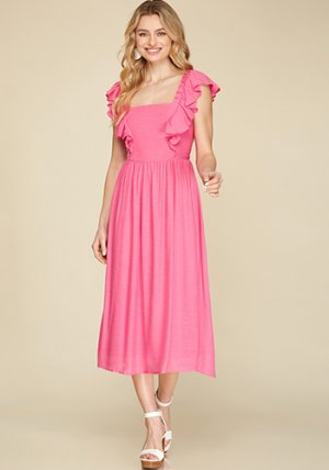 Roses Are Pink Midi Dress