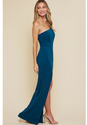 Claire One Shoulder Dress in Teal