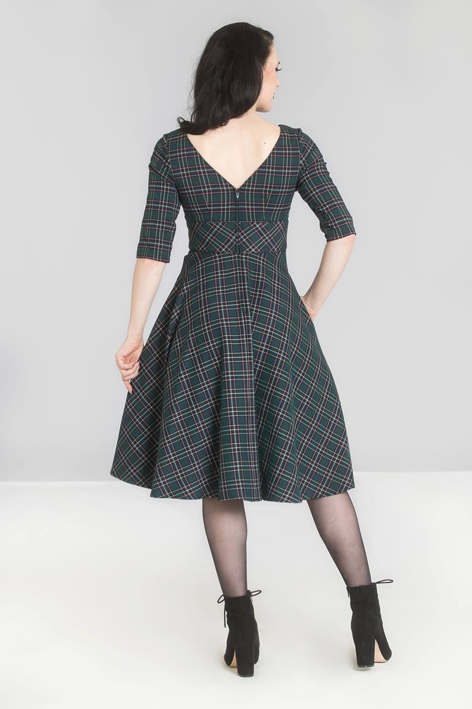 PRE-ORDER: British Accent Dress in Green Tartan