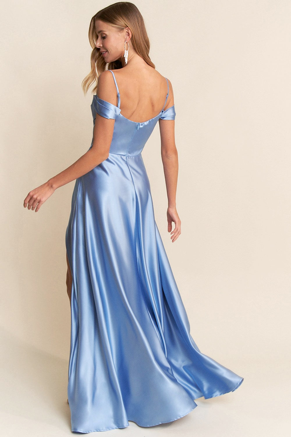 PRE-ORDER: Victoria Satin Dress in Sky Blue