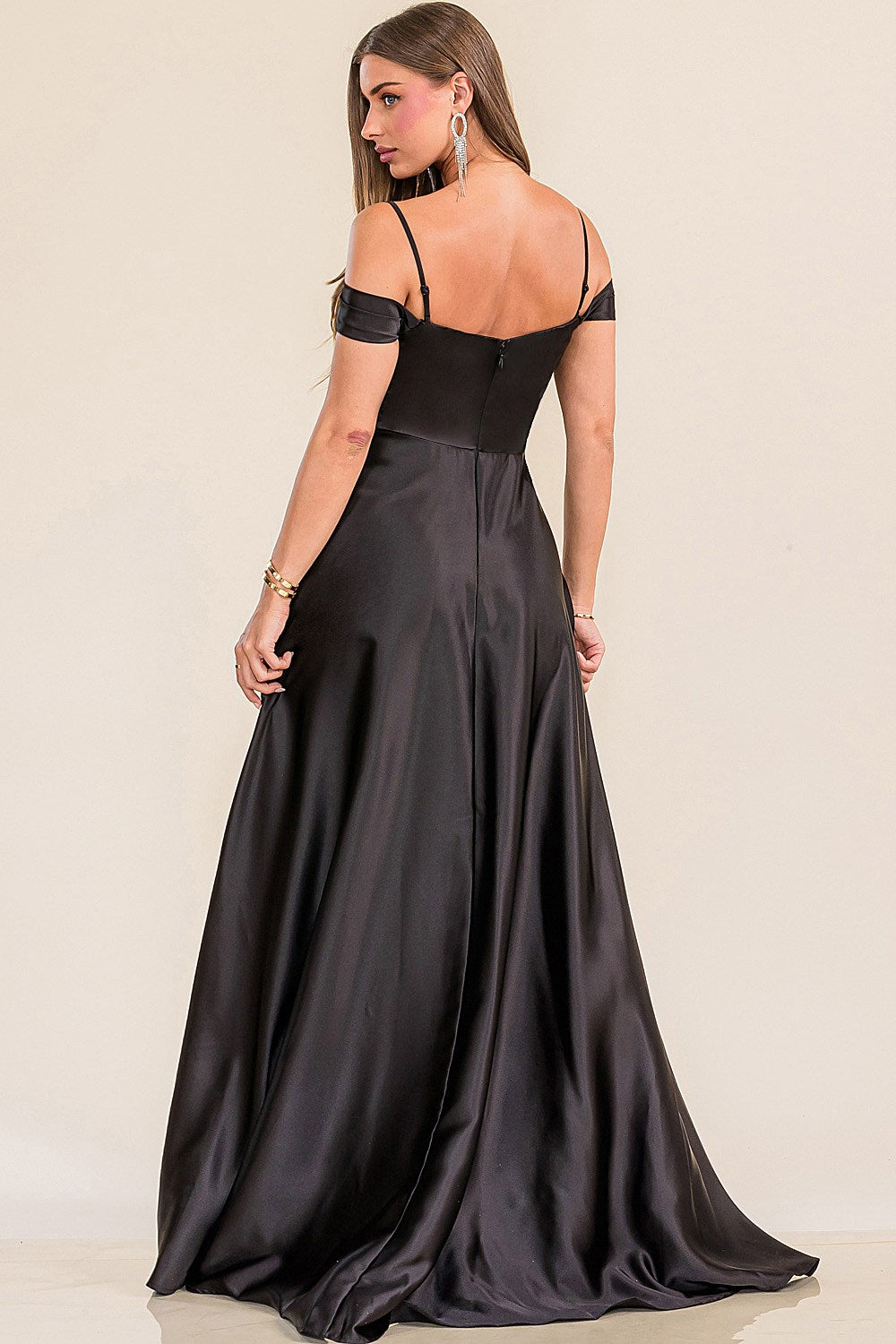 Victoria Satin Dress in Emerald