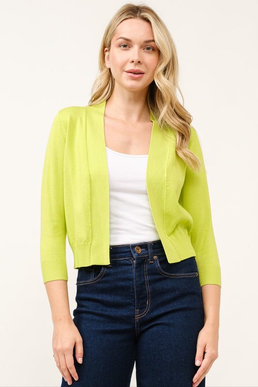 Open Short Cardi in Lime
