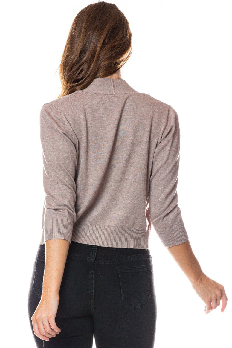 Open Short Cardi in Oat