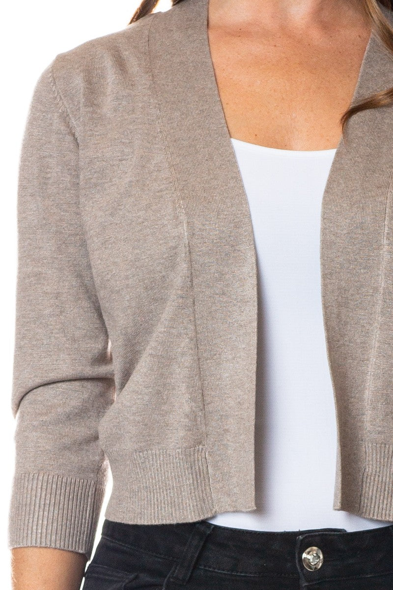 Open Short Cardi in Mocha