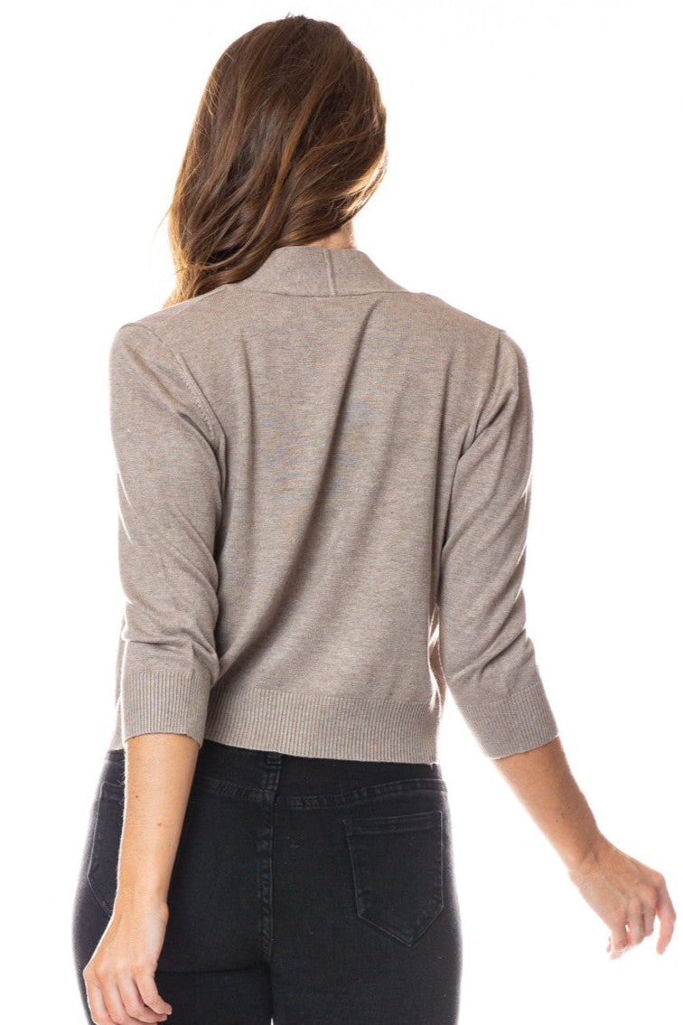 Open Short Cardi in Mocha