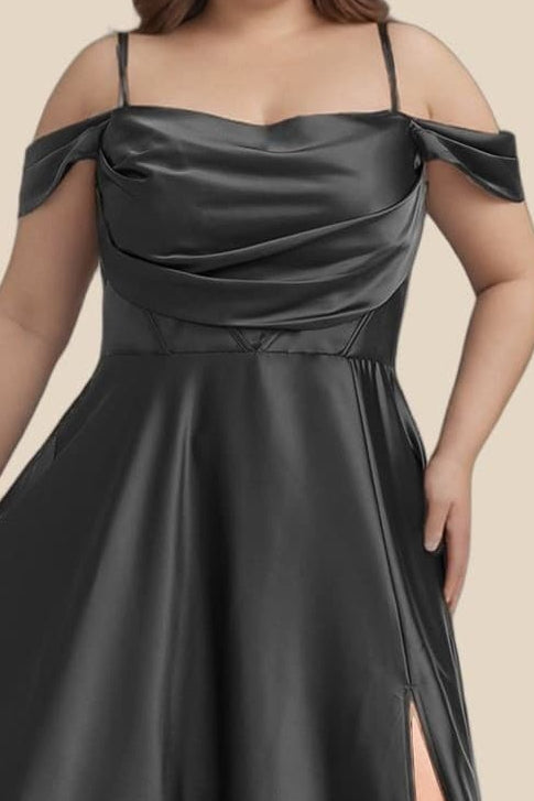 PRE-ORDER: Victoria Satin Dress Black - Plus