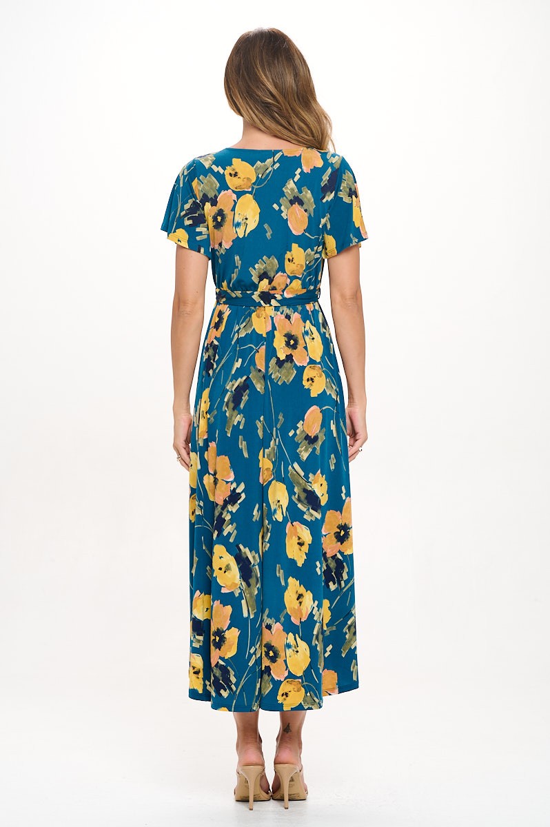 Summer in Spain Hi Lo Dress Teal/Yellow