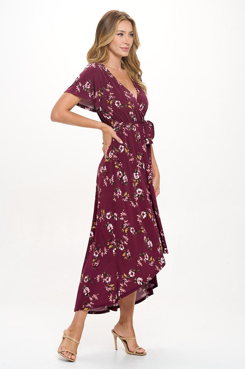 Summer in Spain Hi Lo Dress in Wine