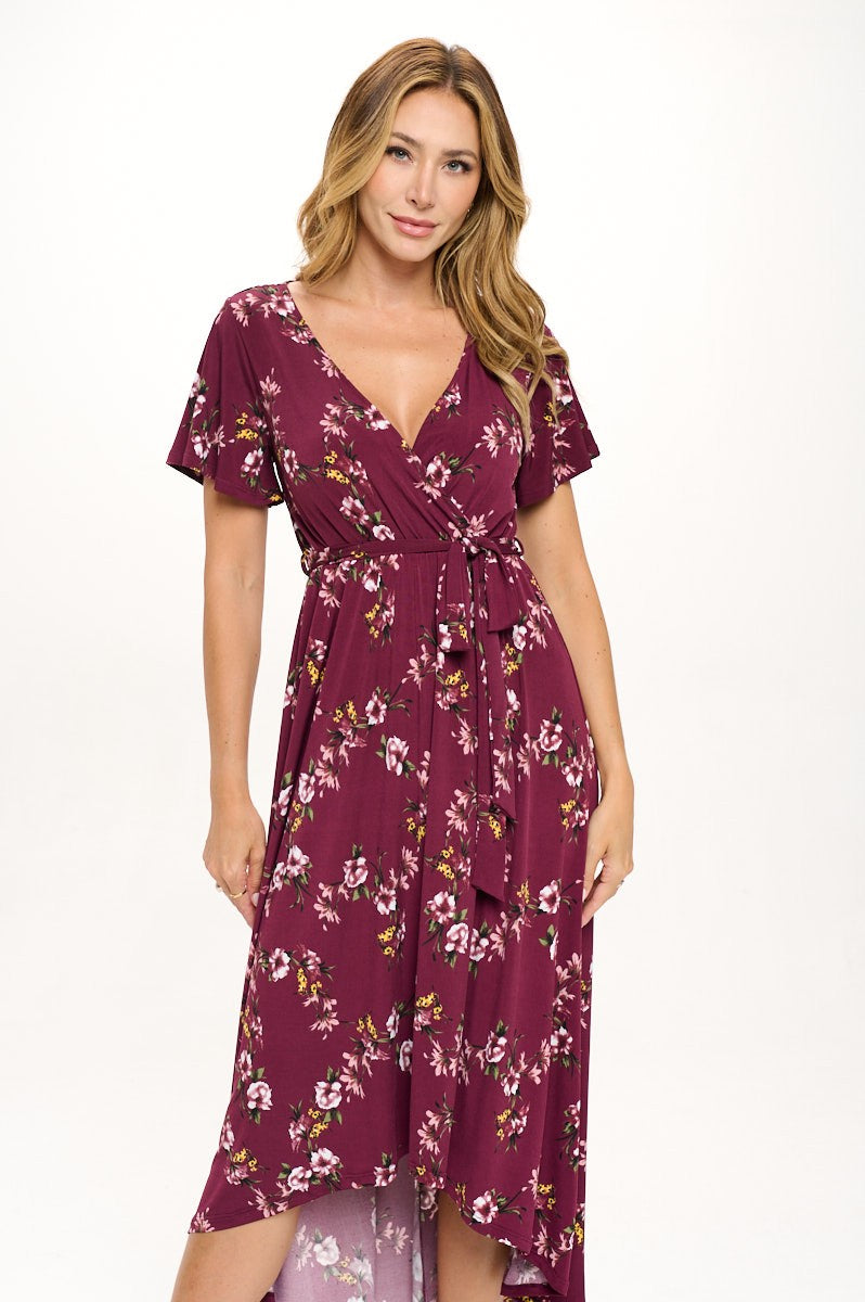 Summer in Spain Hi Lo Dress in Wine