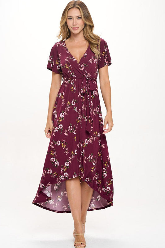Summer in Spain Hi Lo Dress in Wine