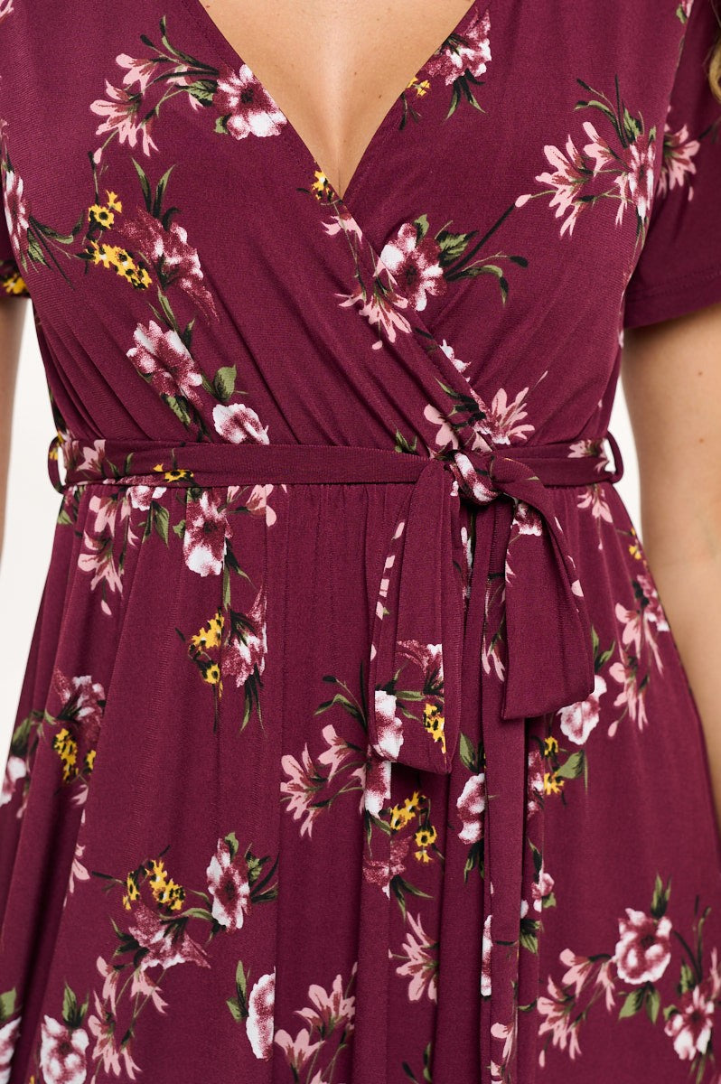 Summer in Spain Hi Lo Dress in Wine