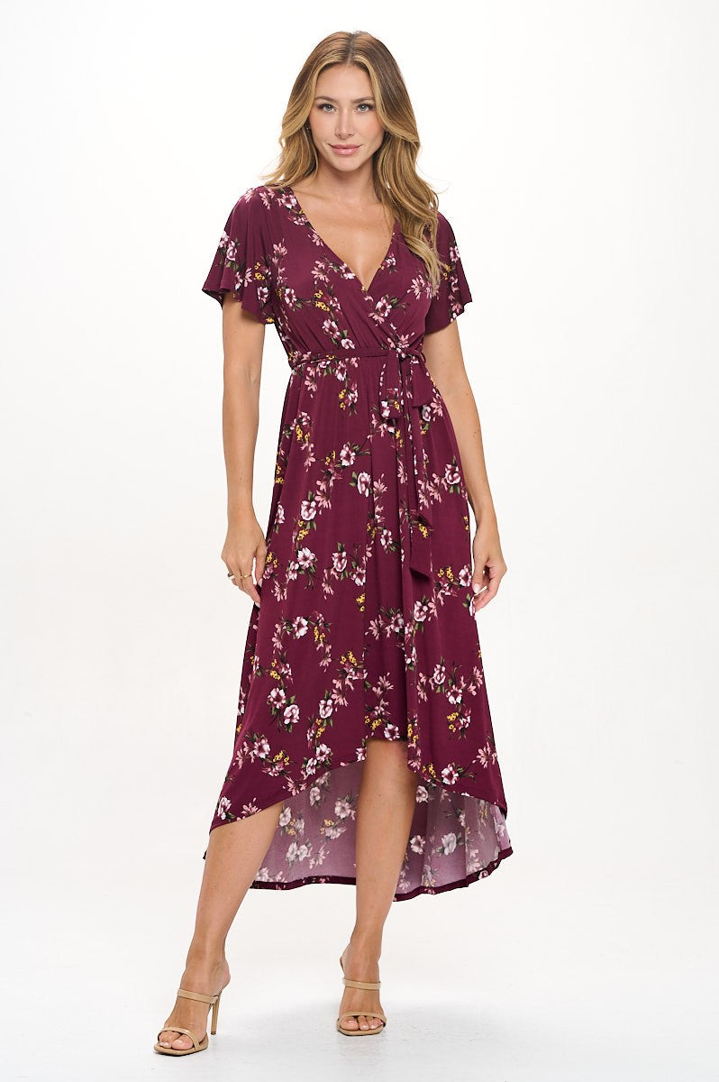 Summer in Spain Hi Lo Dress in Wine