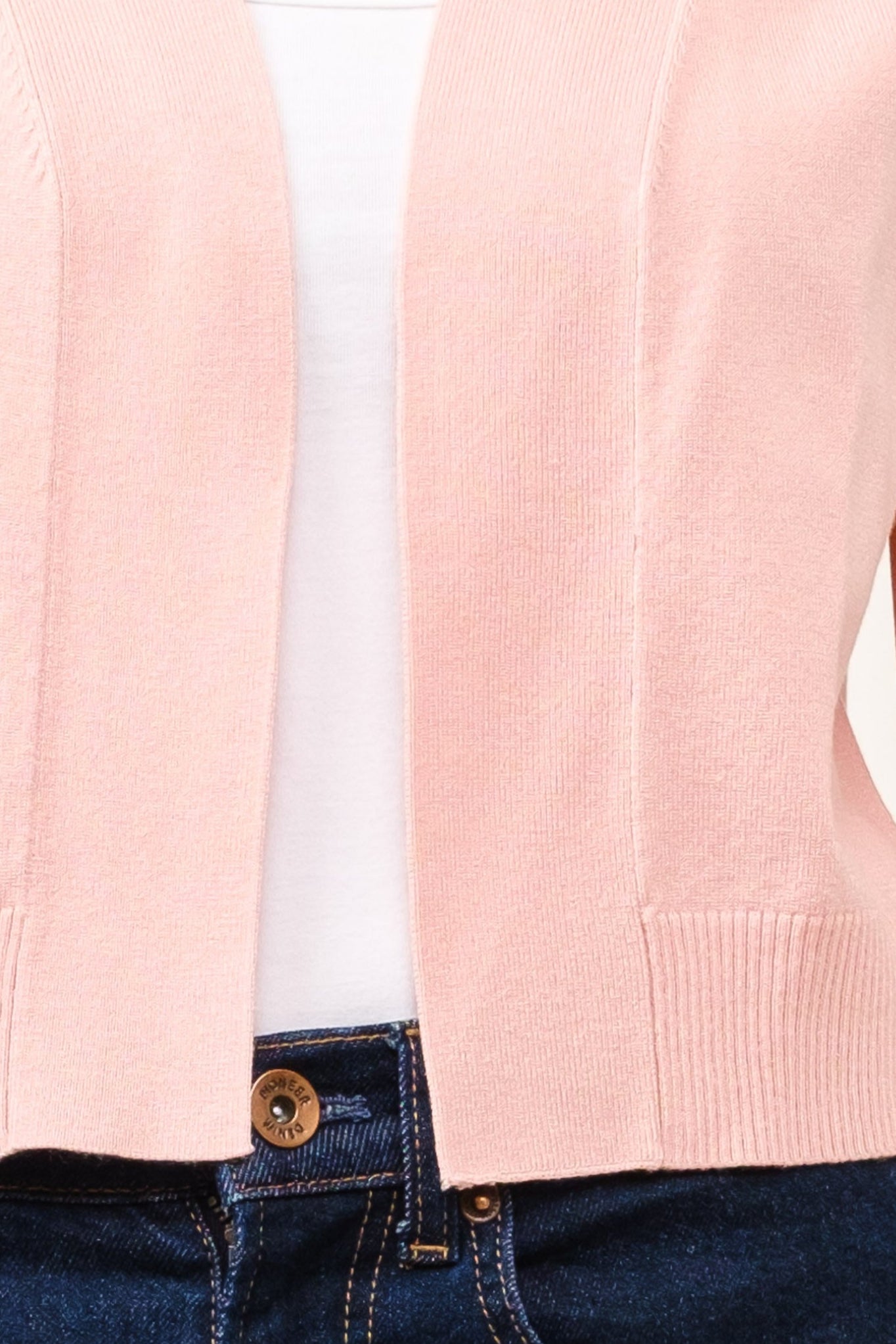 Open Short Cardi in Soft Pink