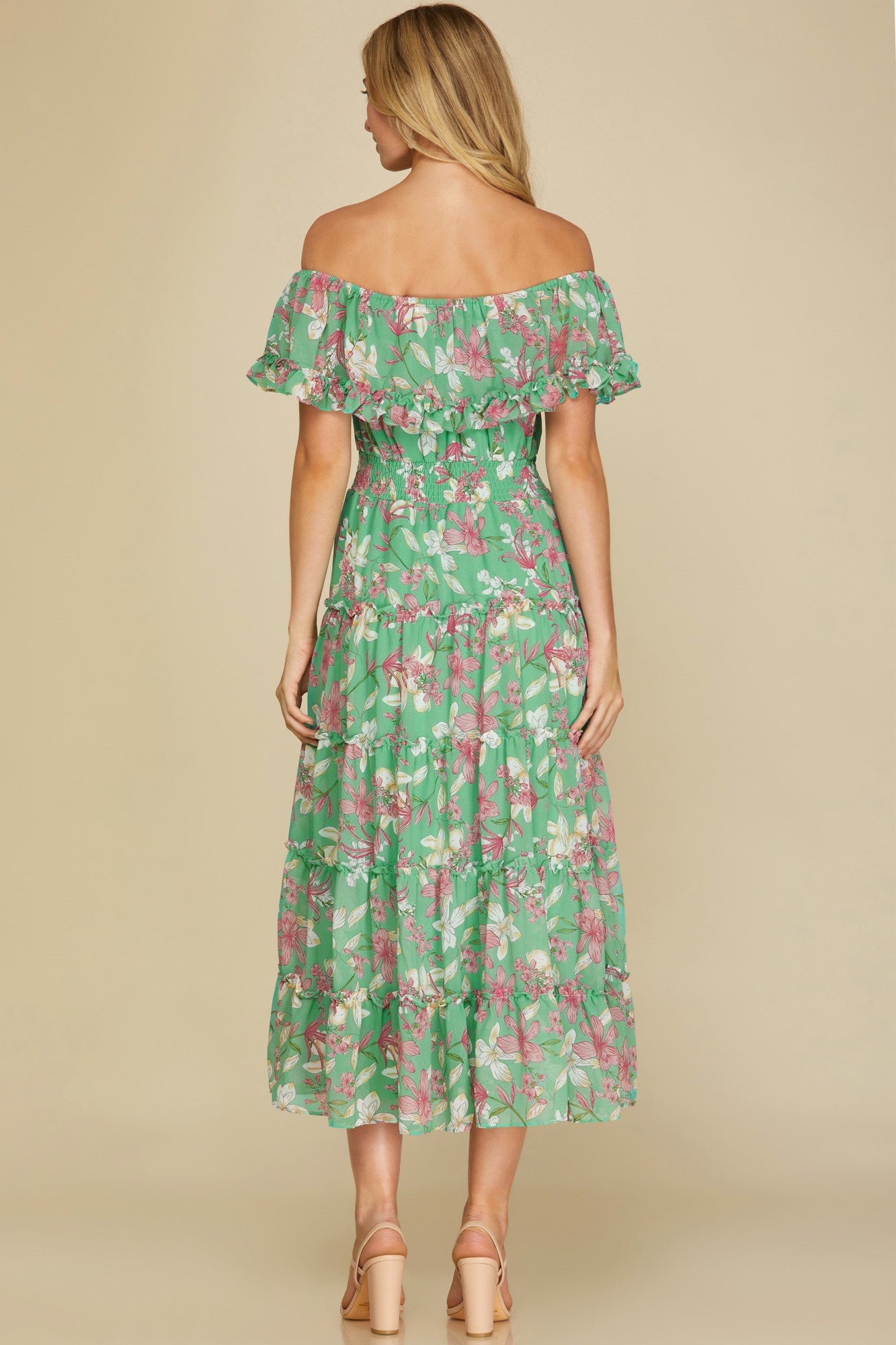 PRE-ORDER: Off Shoulder Green Dress