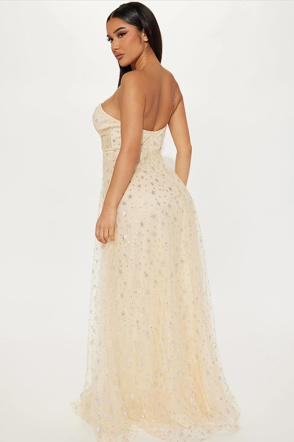 Nova Dress in Cream/Silver
