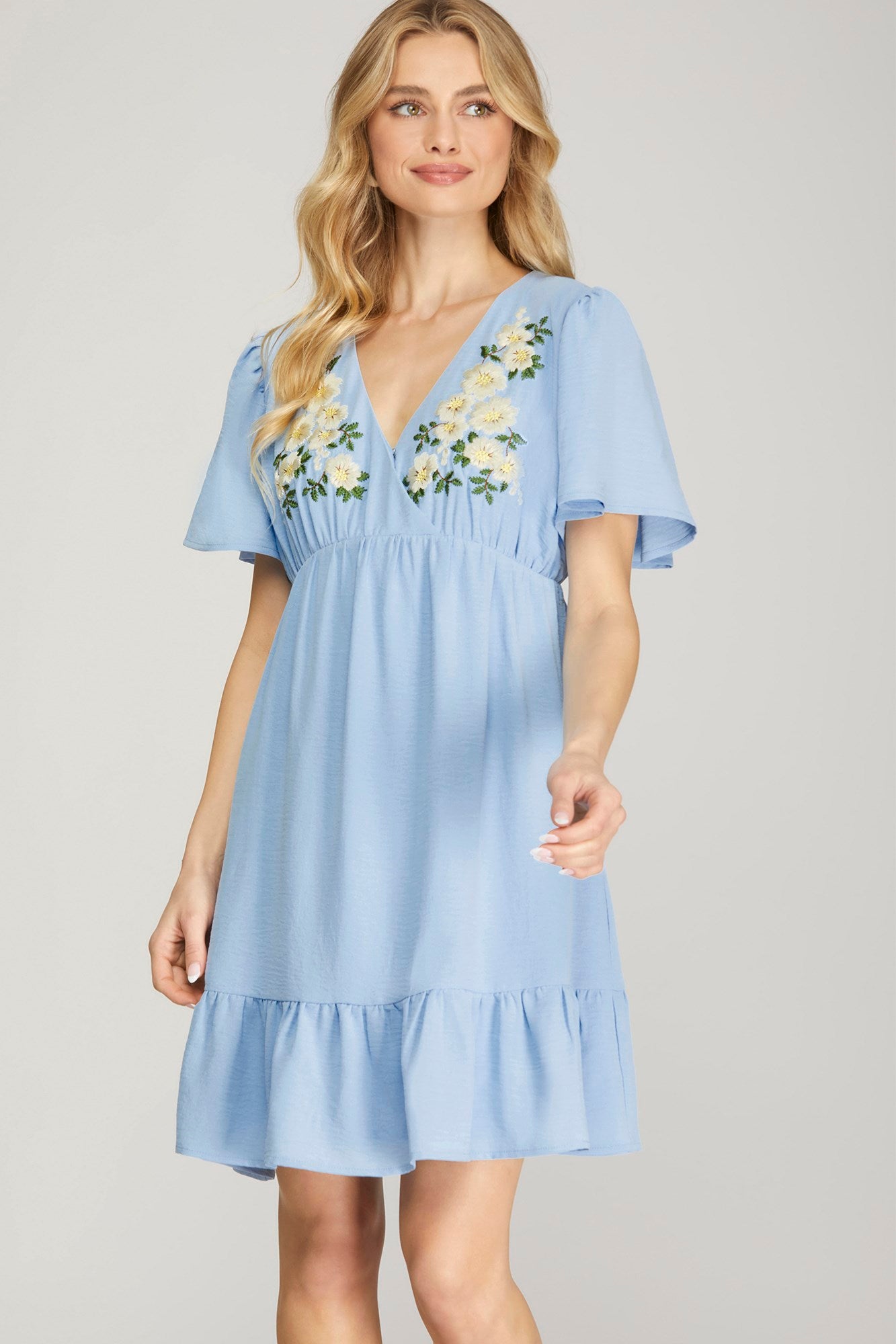 PRE-ORDER: Blue Dress with Embroidery