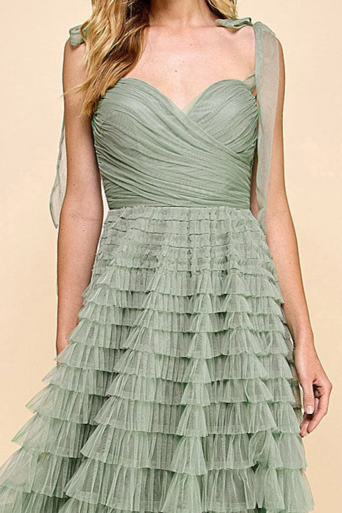 Grace Tulle Dress in Sage