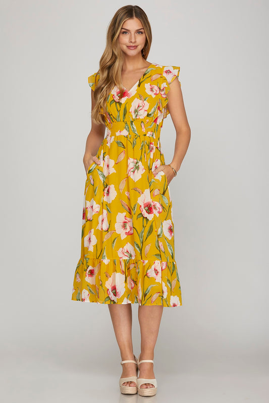 English Courtyard Dress in Yellow