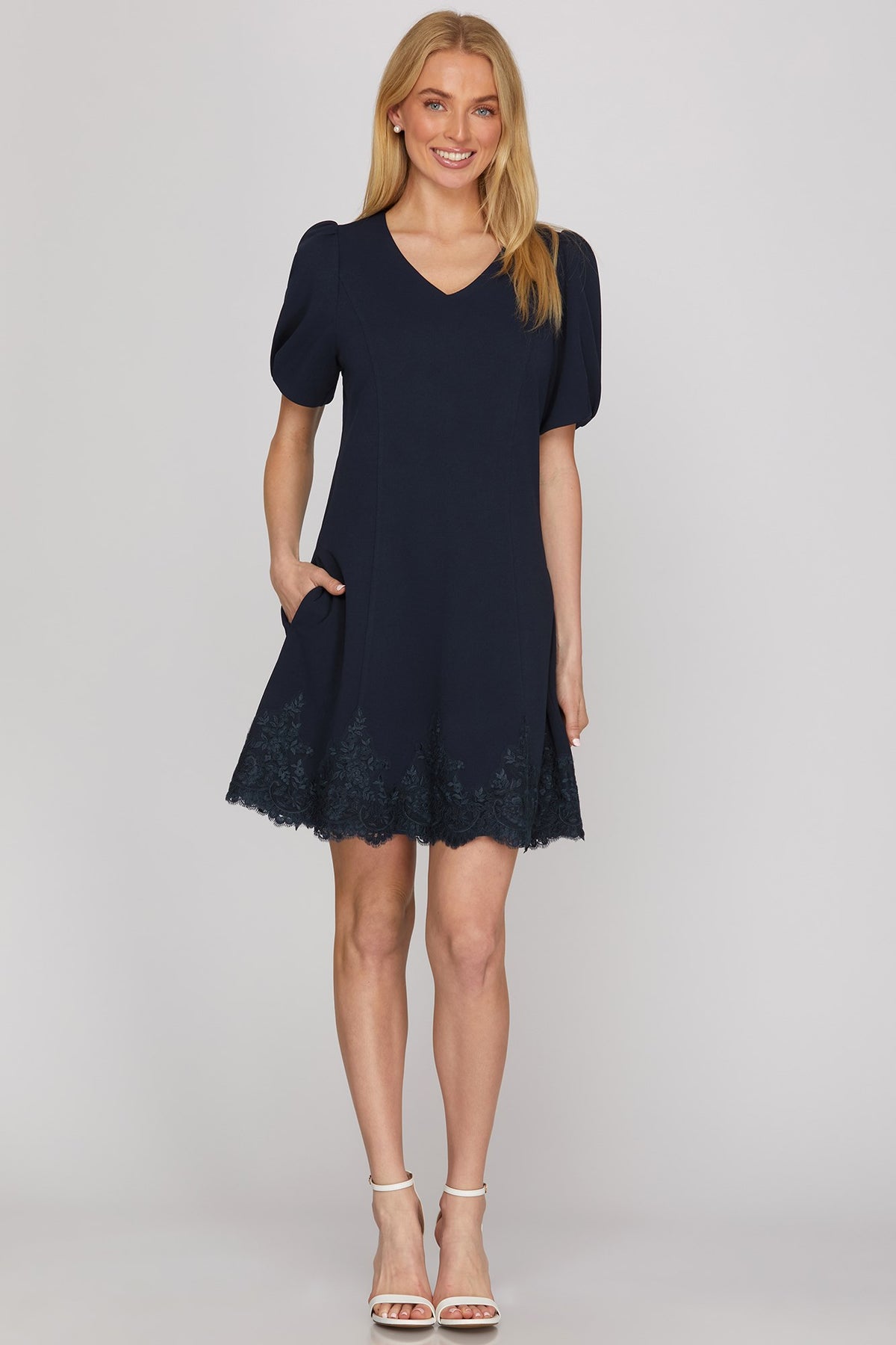PRE-ORDER: Clutch My Pearls Dress Navy
