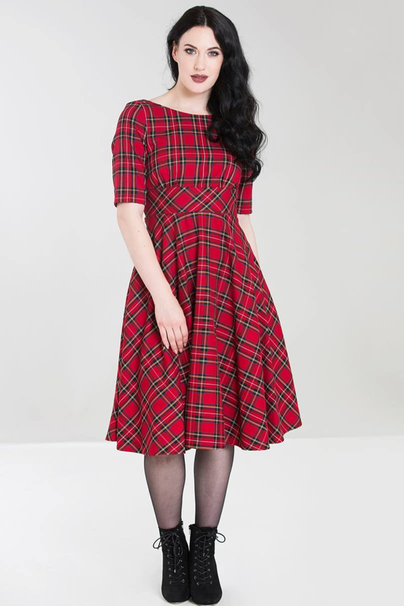PRE-ORDER: British Accent Dress in Red Tartan