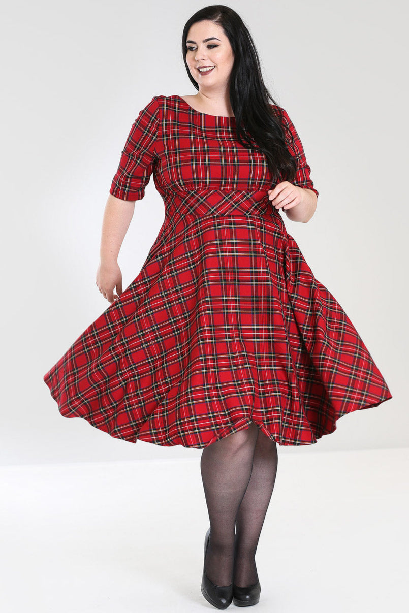 PRE-ORDER: British Accent Dress in Red Tartan