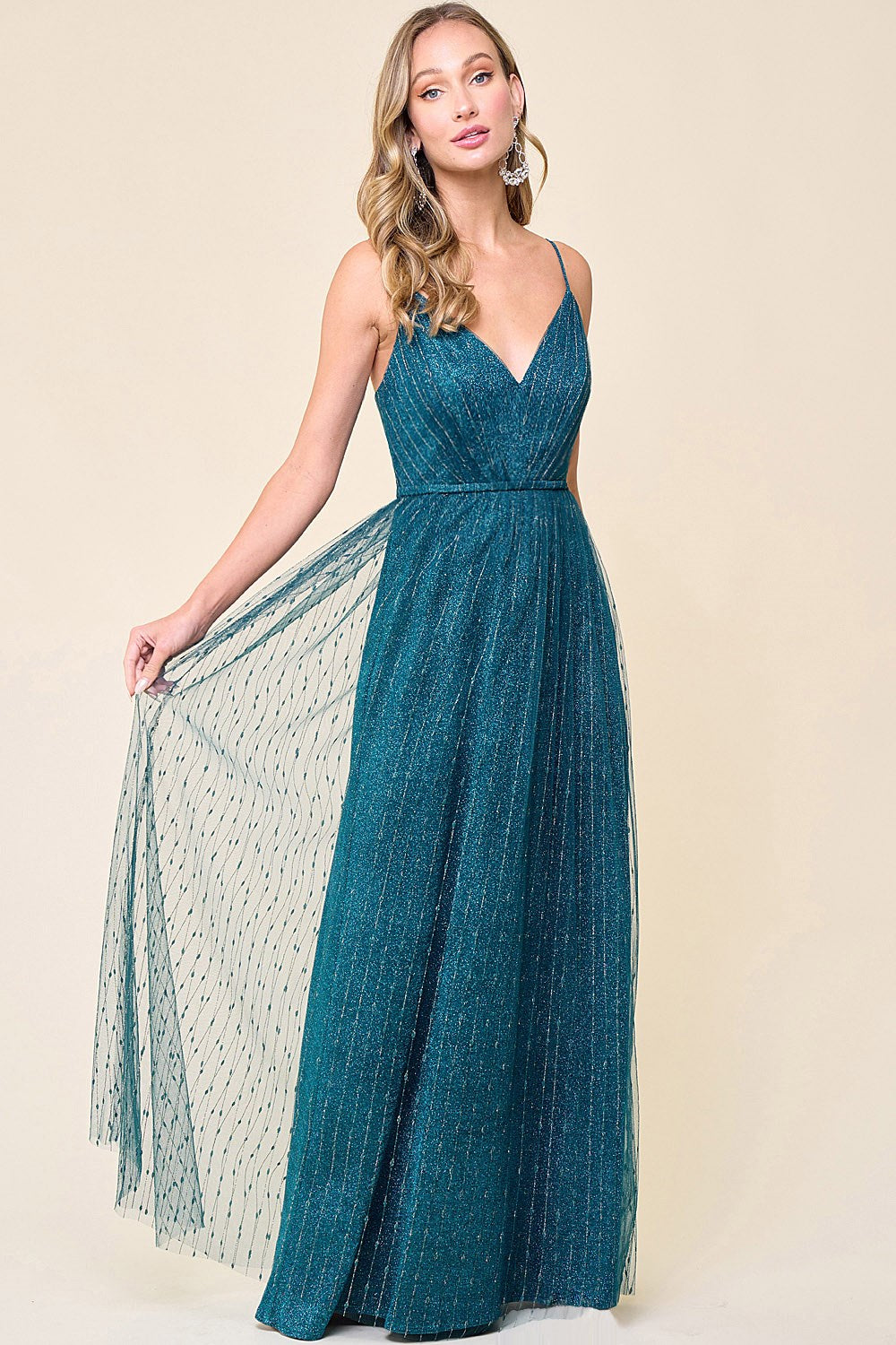Celestia Dress in Shimmery Teal