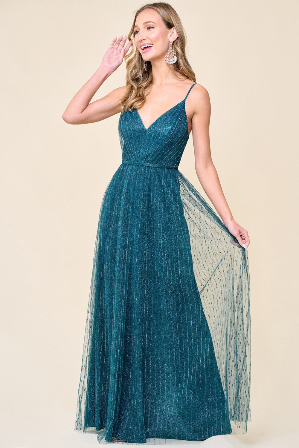 Celestia Dress in Shimmery Teal