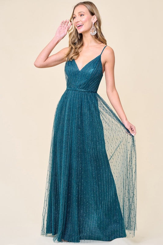 Celestia Dress in Shimmery Teal