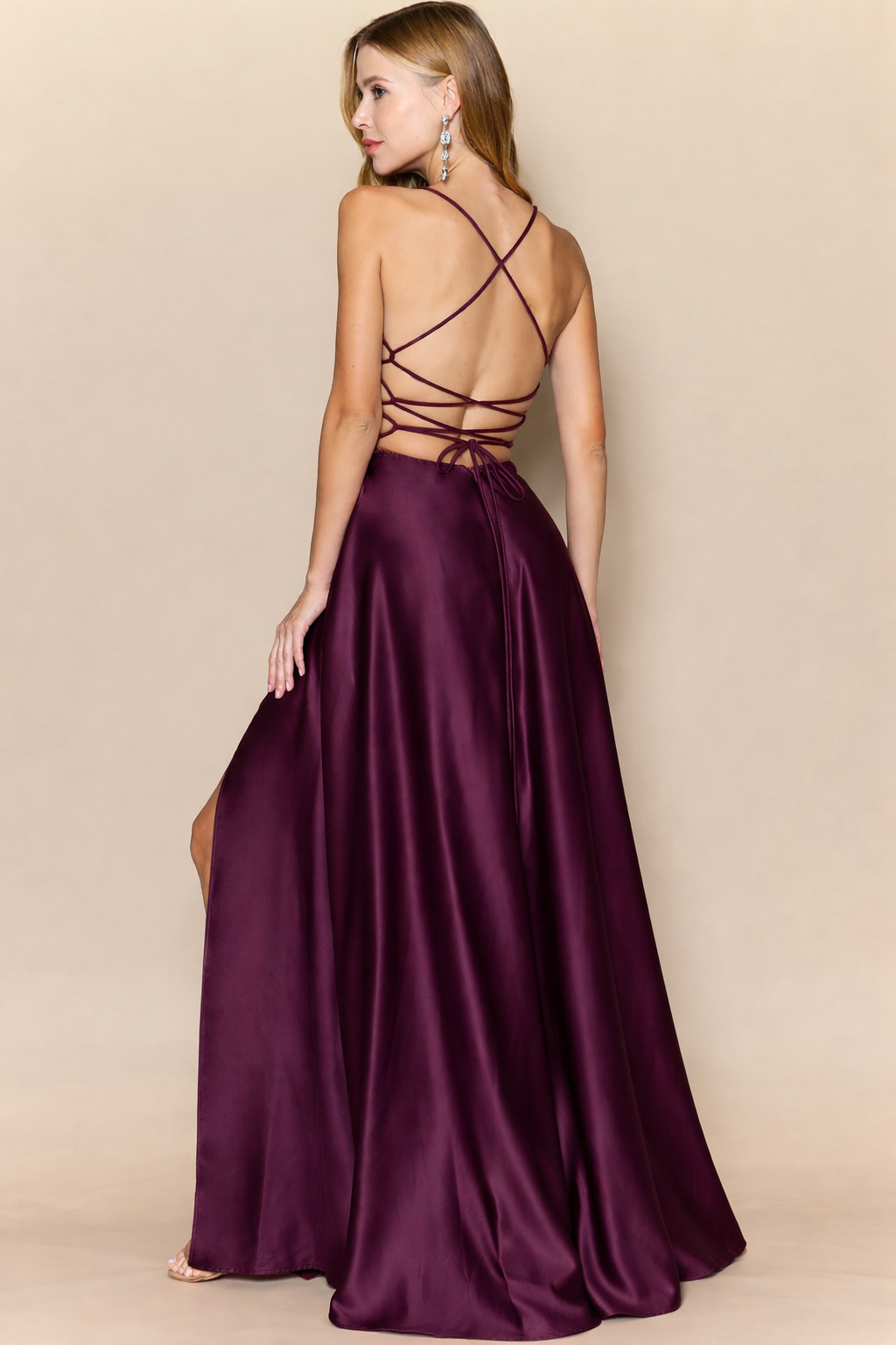 Camila Satin Dress Plum