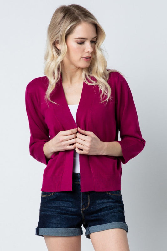 Open Short Cardi in Magenta