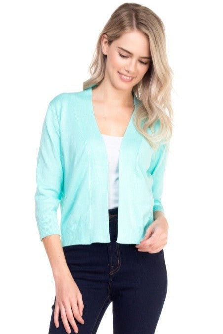 Open Short Cardi in Mint Blue
