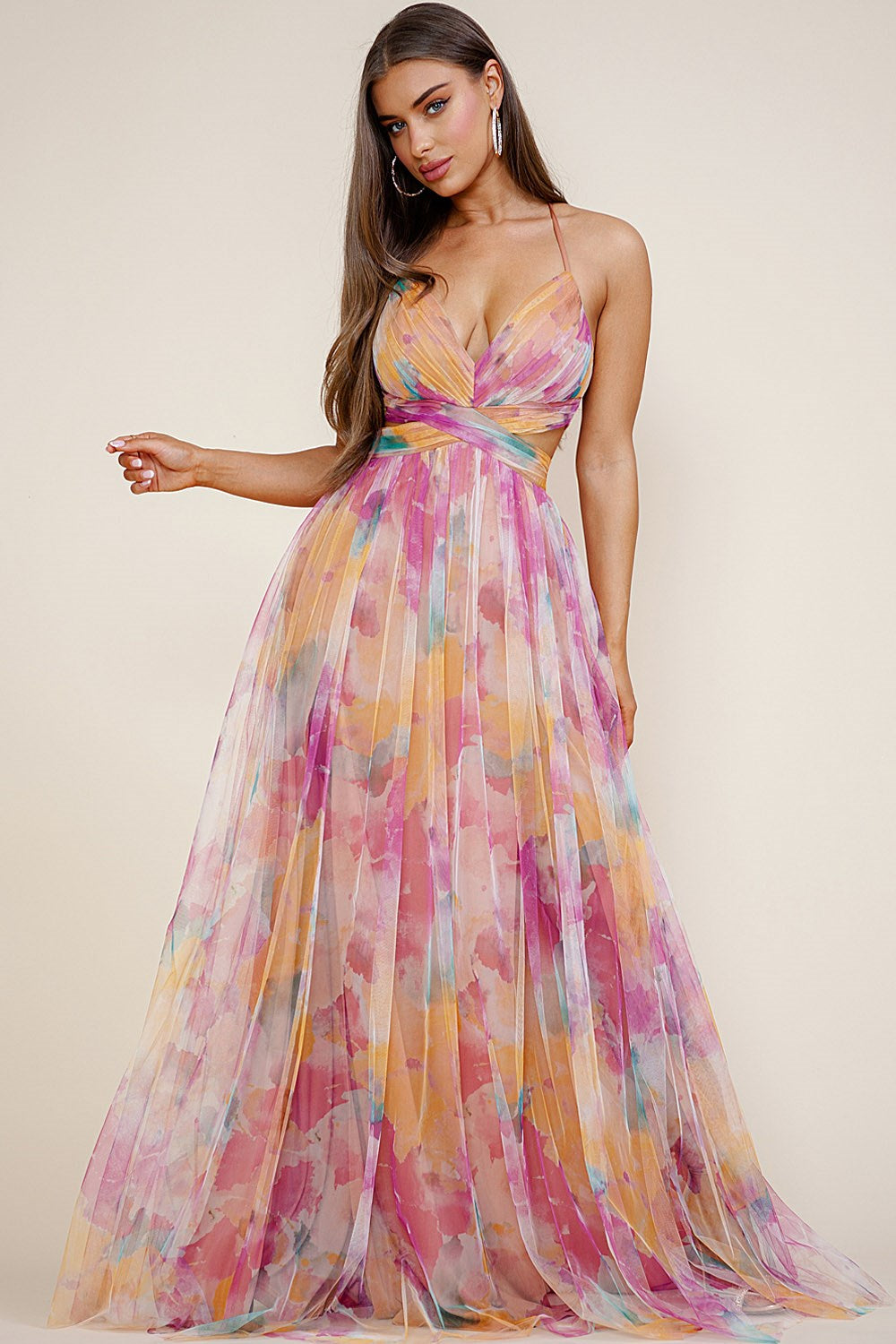 Claudette Dress in Multi Orange