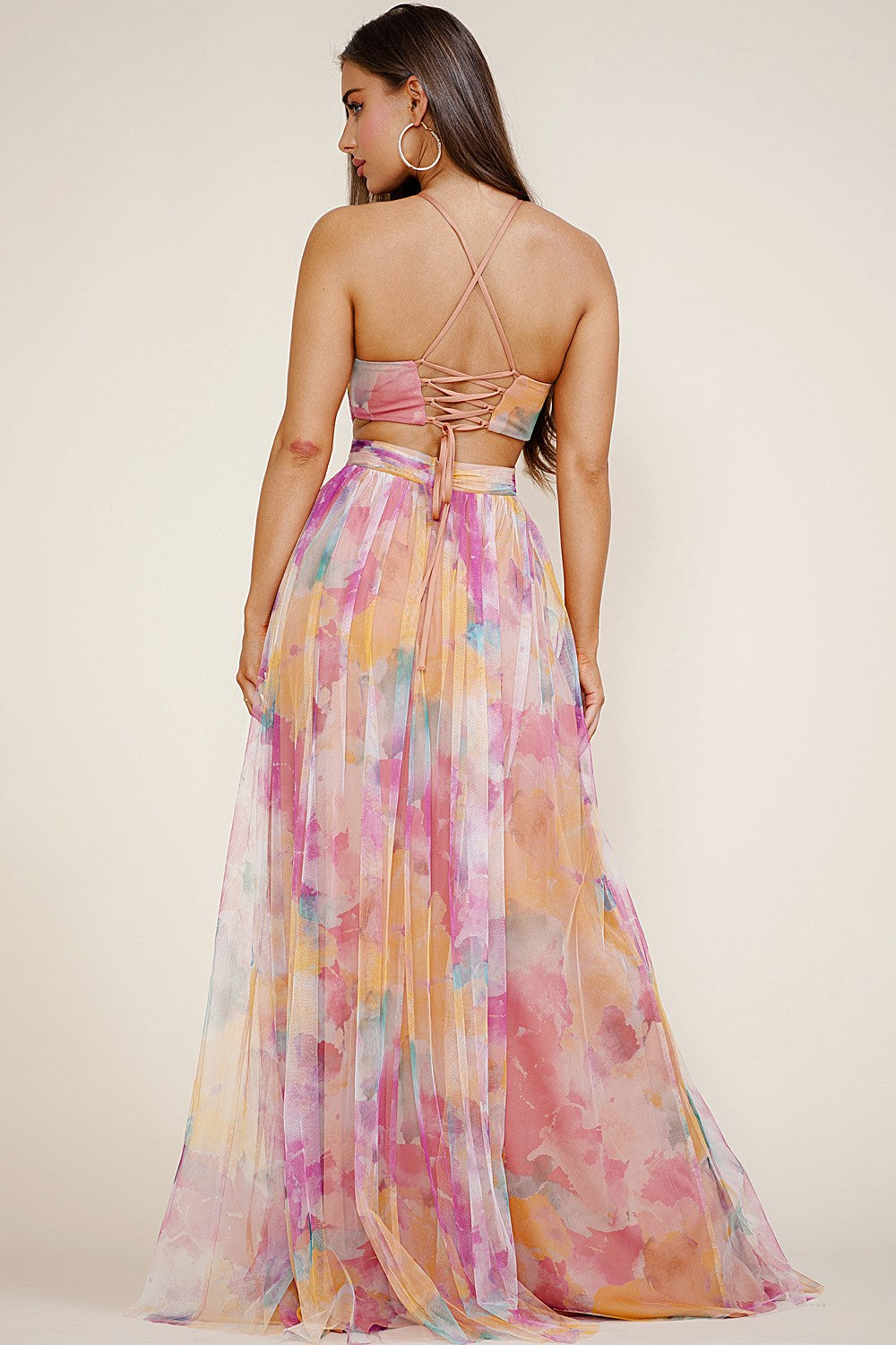 Claudette Dress in Multi Orange