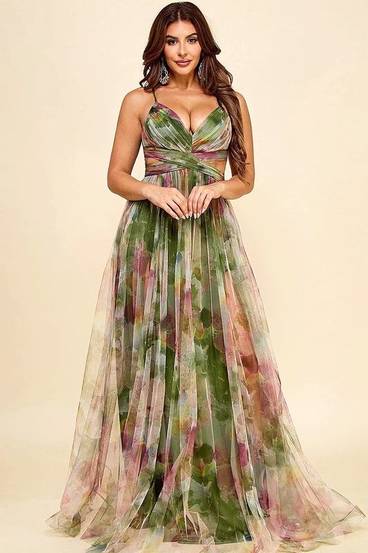 Claudette Dress in Multi Green