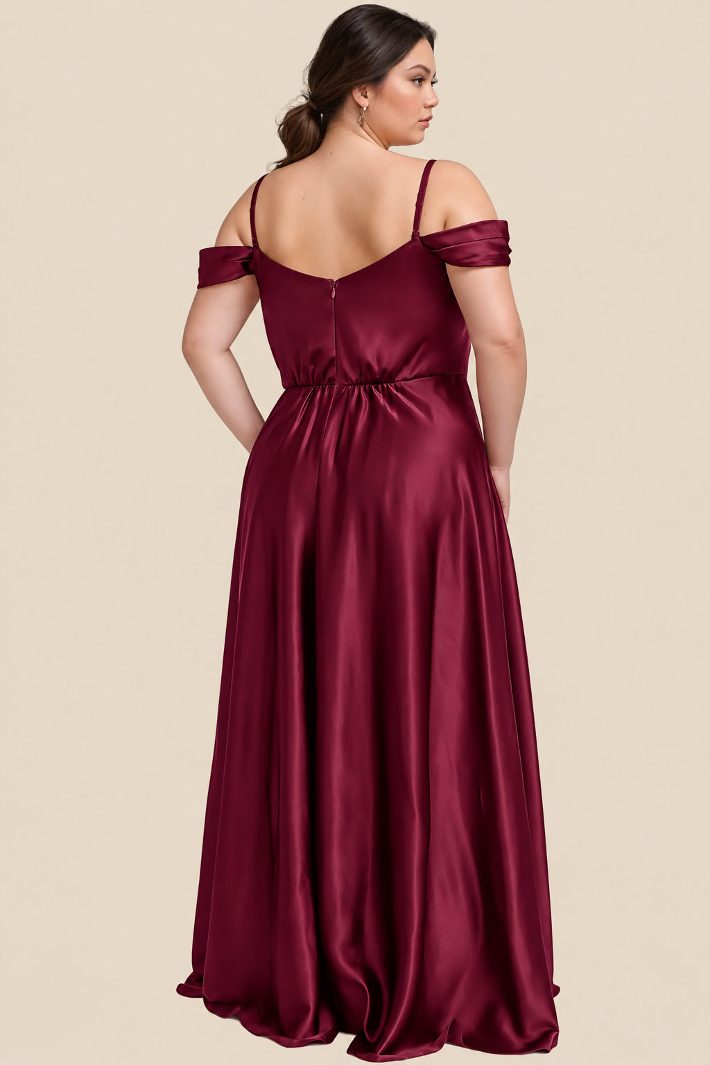 Victoria Satin Dress Wine Plus