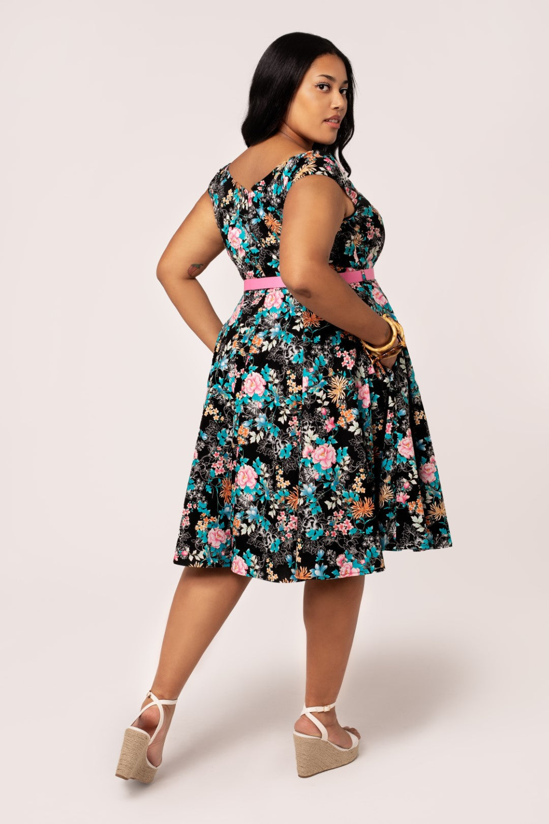 Kensington Floral Dress in Black