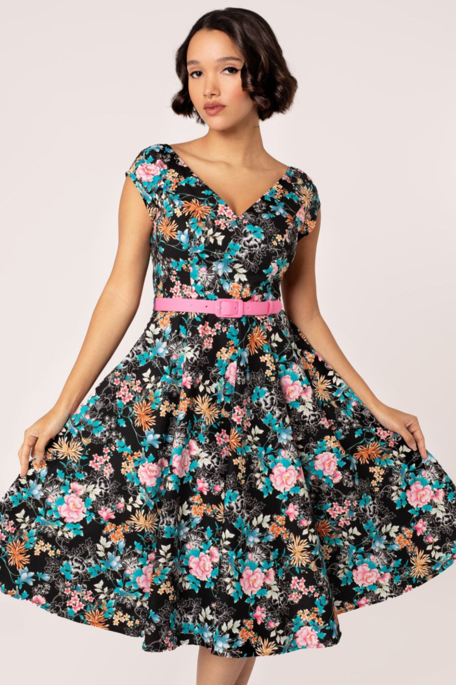 Kensington Floral Dress in Black
