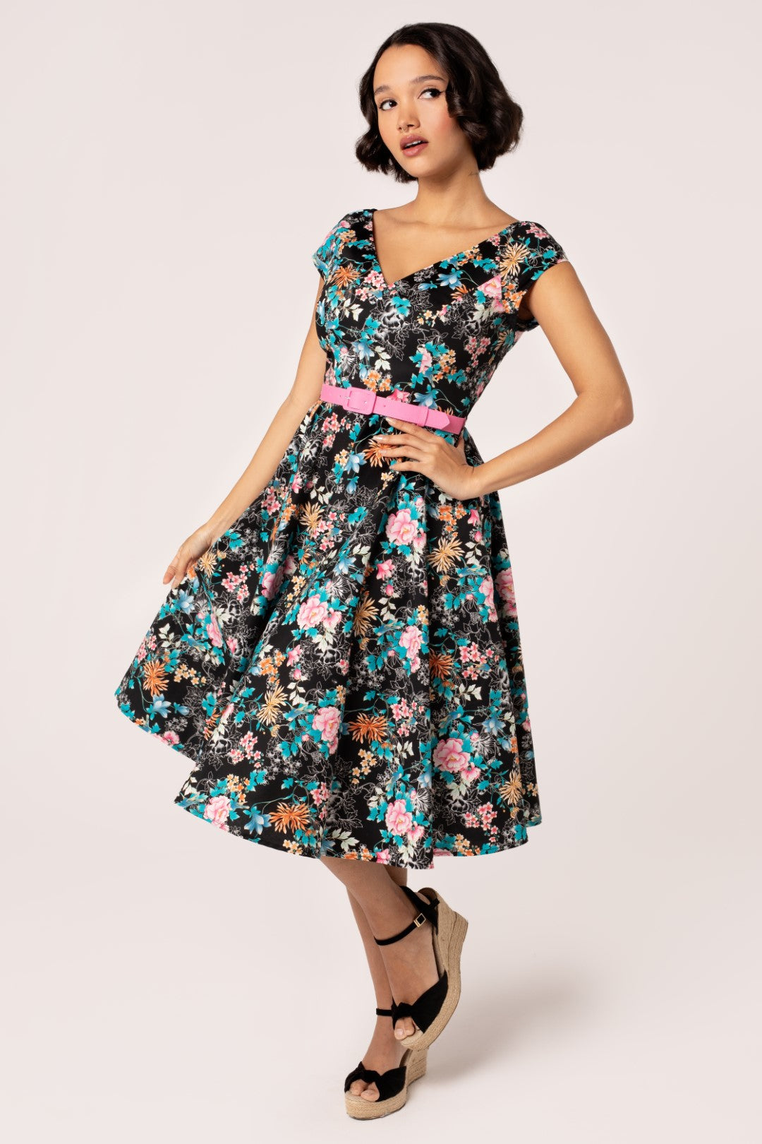 Kensington Floral Dress in Black