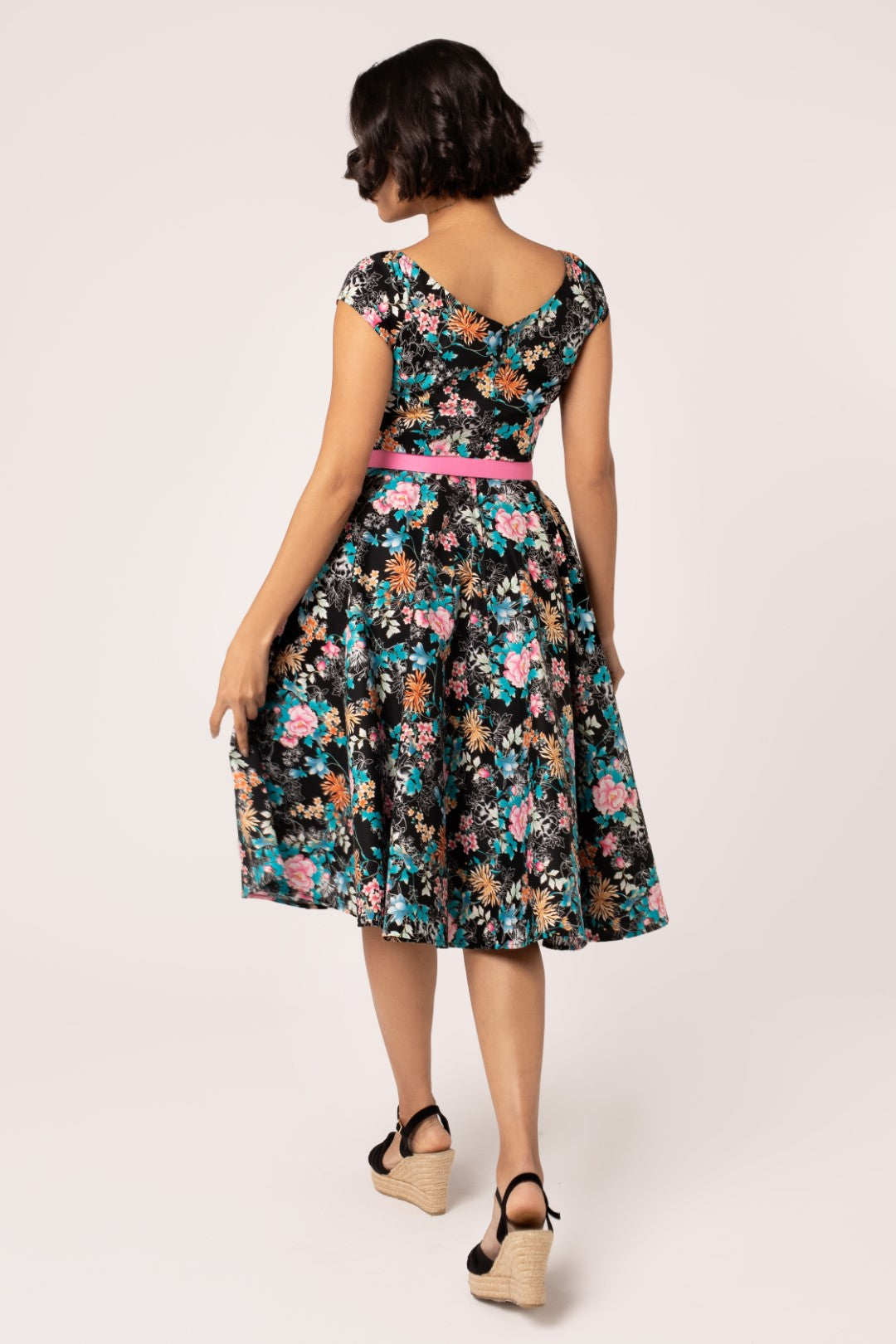 Kensington Floral Dress in Black