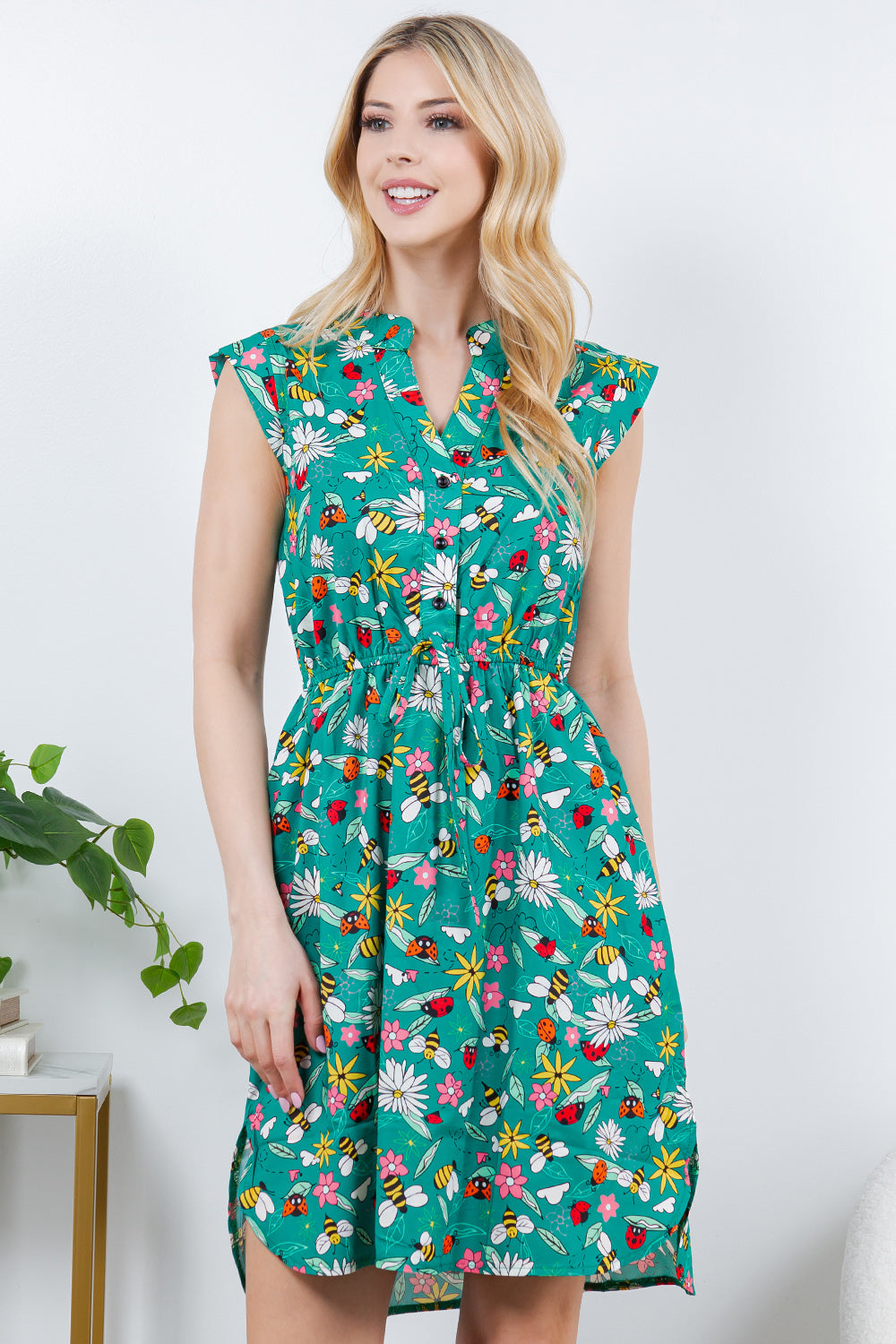 French Cafe Dress in Happy Bugs