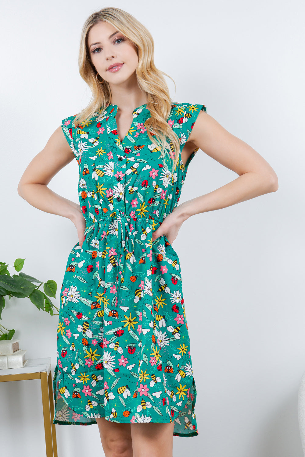 French Cafe Dress in Happy Bugs