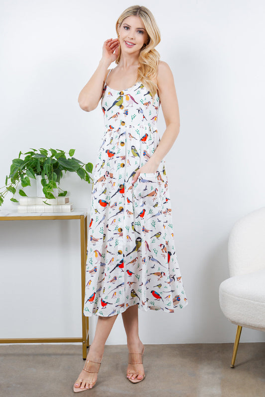 Out Of Town Dress in Multi Birds