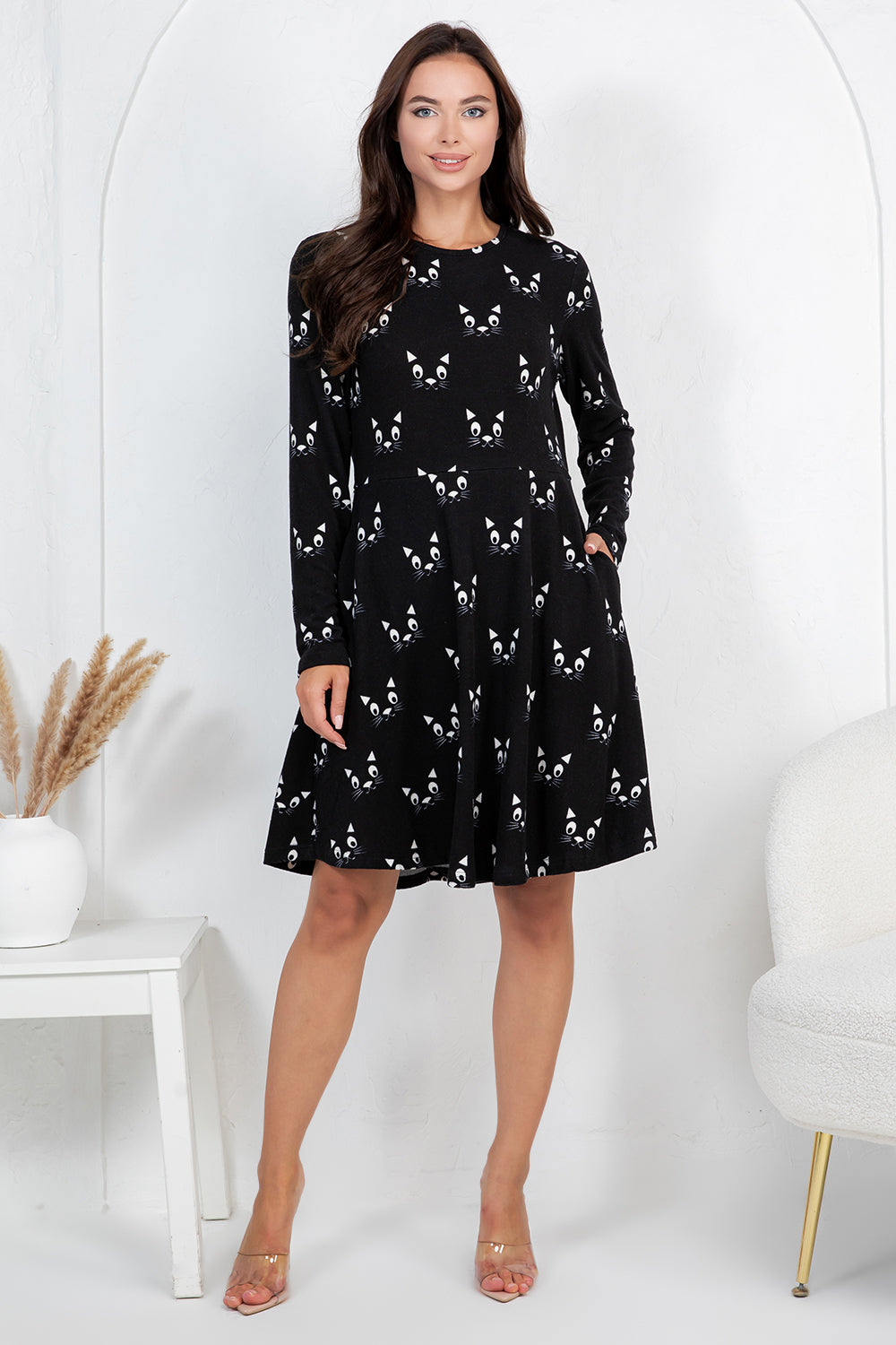 PRE-ORDER: Black Cats Sweater Dress