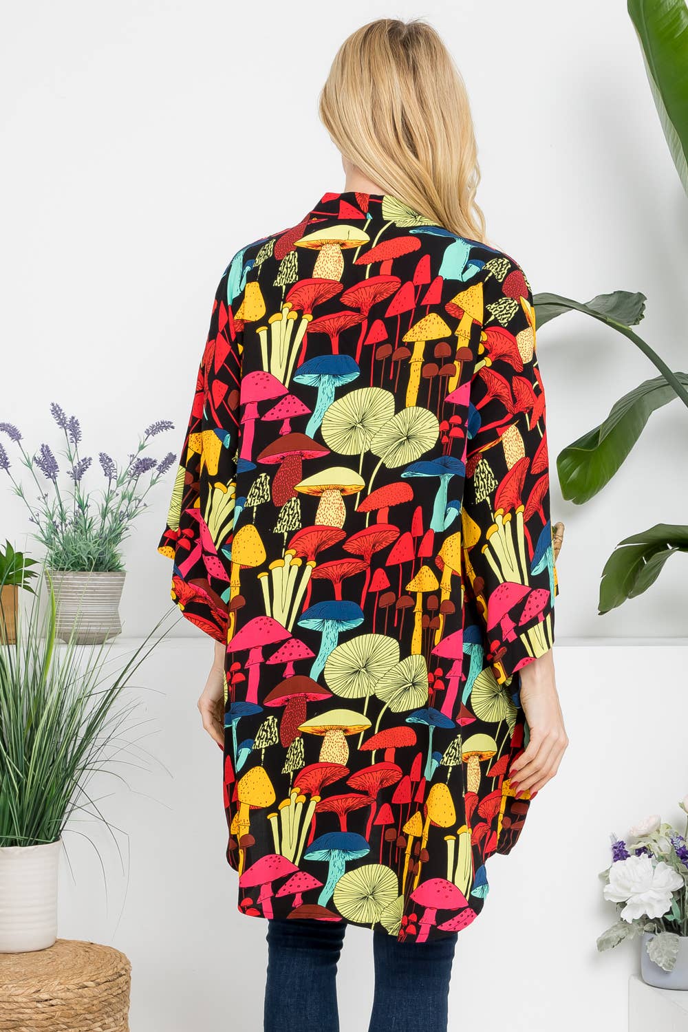 Mushrooms Kimono Black Multi